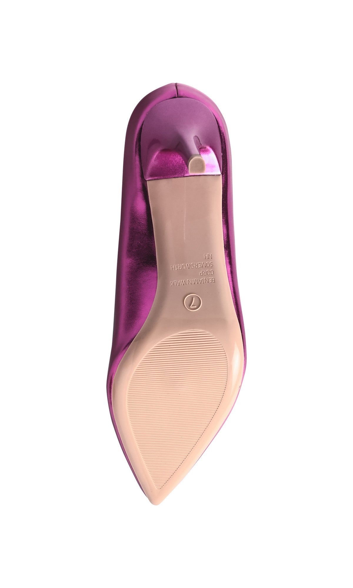 The Tia Neon Pink Prom Shoes: Touch Ups 4752 feature a 3-inch heel and are shown from the bottom, highlighting their textured sole and heel tip against a white background.